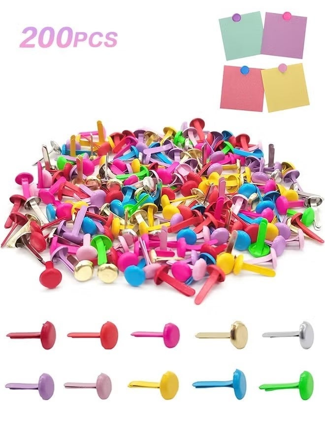 200 قطعة من دبابيس التثبيت متعددة الألوان، دبابيس تثبيت دائرية لسجل القصاصات، دبابيس تثبيت ورقية، دبابيس تثبيت للحرف اليدوية والفنون والمشاريع المدرسية ومستلزمات سجل القصاصات الزخرفية (0.24 × 0.5 بوصة) - Image 1